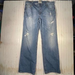 Aeropostale Benton Original Bootcut distressed blue jeans 38x36